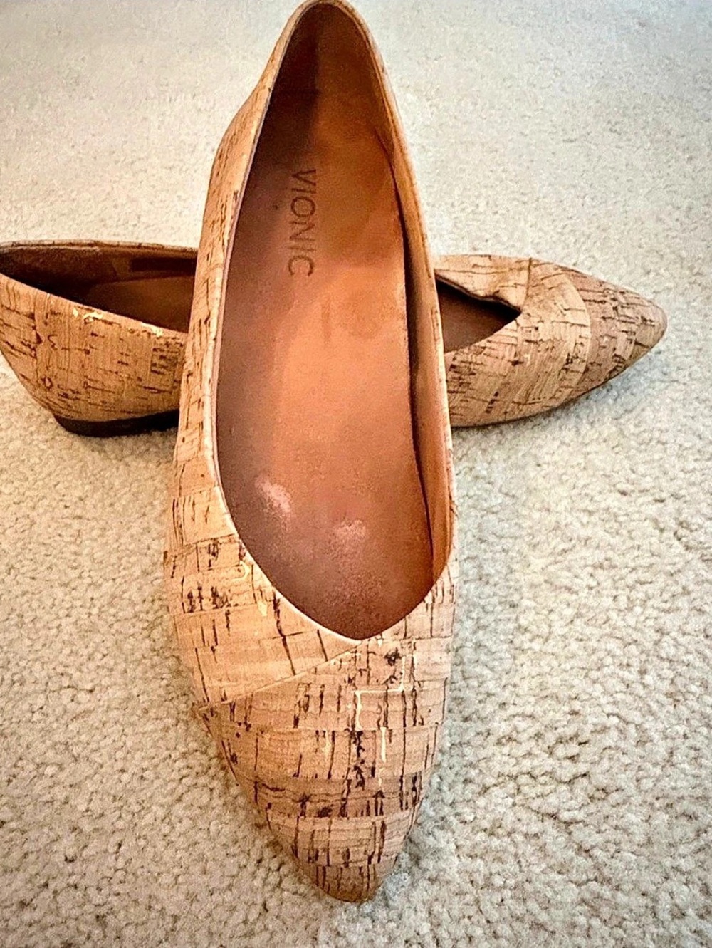 Vionic Cabello Cork Pointed Toe Flats in Brown - Picture 2 of 5
